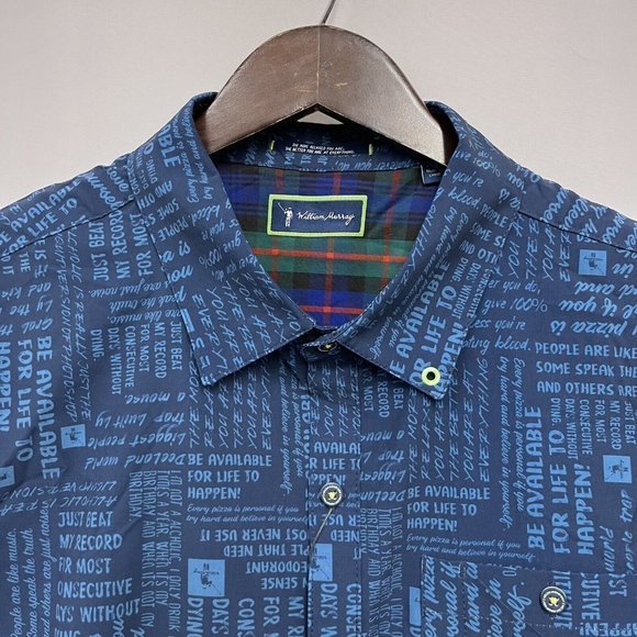 William Murray Men's Golf Button Front Shirt Don't Quote Me Navy Blue NWT Size L - Picture 2 of 10